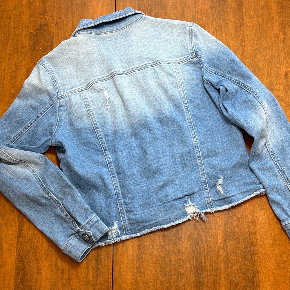 Engean Light Blue Distressed Denim Jacket, M - Picture 8 of 9